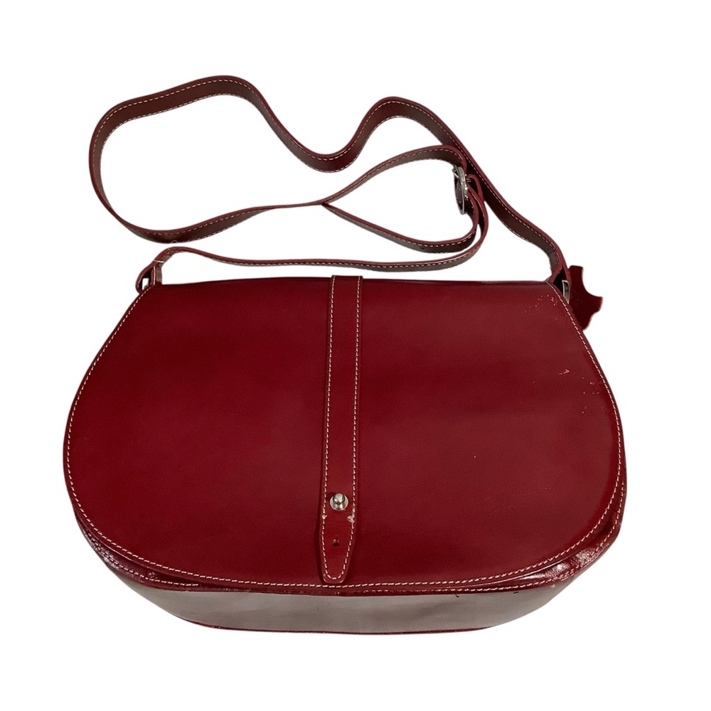 Valerie Steven’s Vintage Y2K Burgundy Leather Saddle Bag Rare - Picture 3 of 16